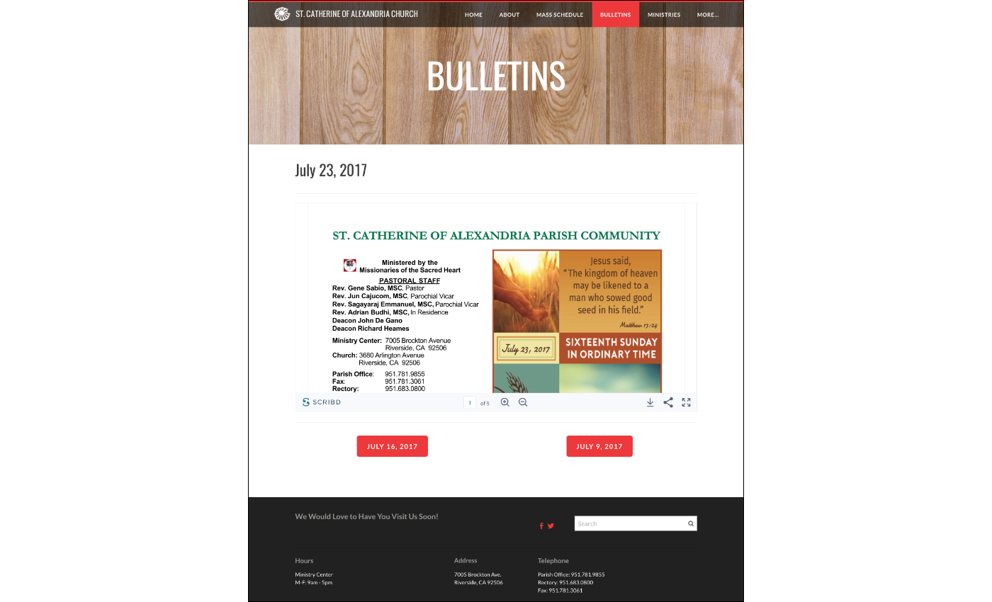bulletin page