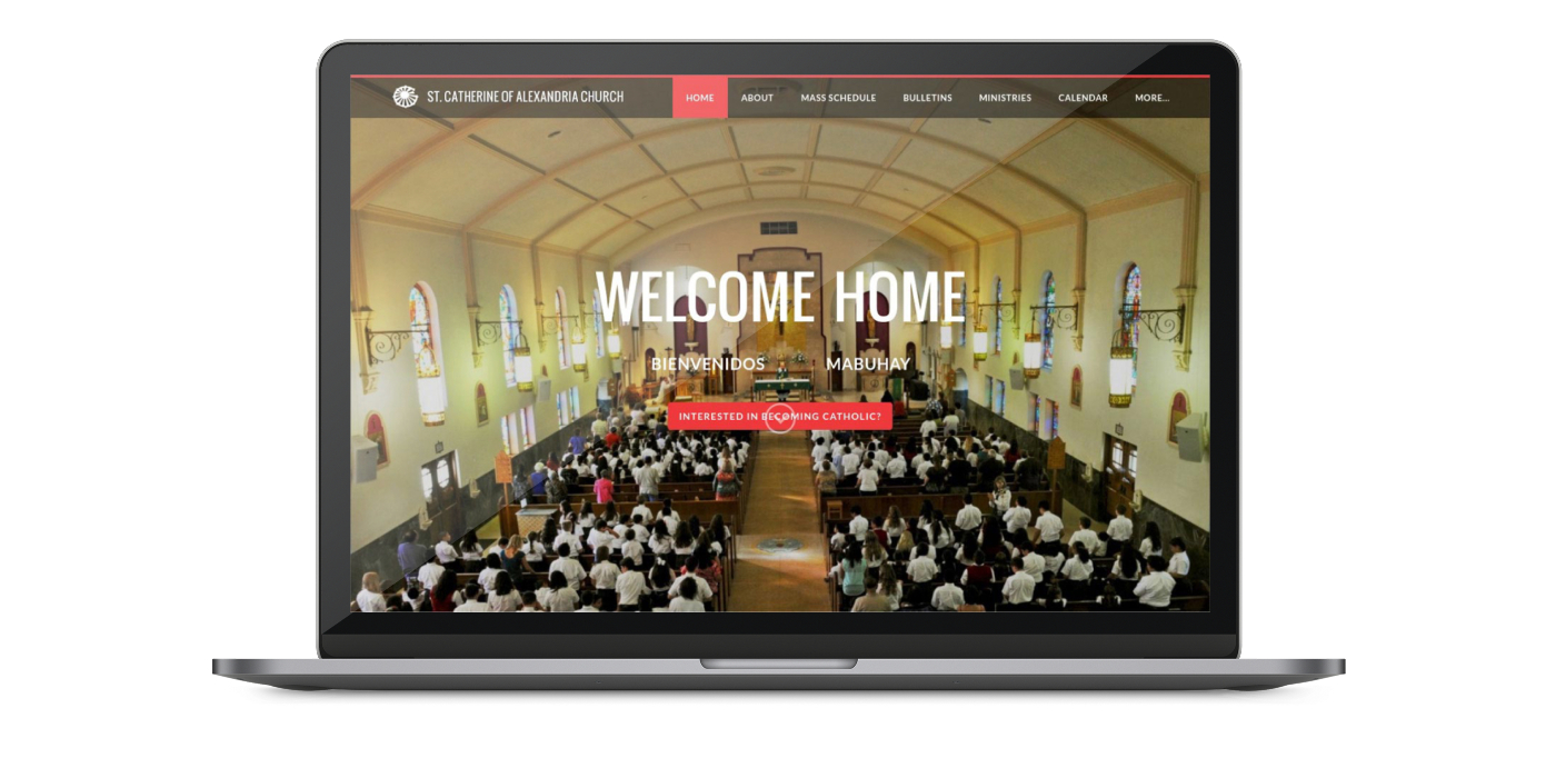 St. Catherine's home page on laptop
