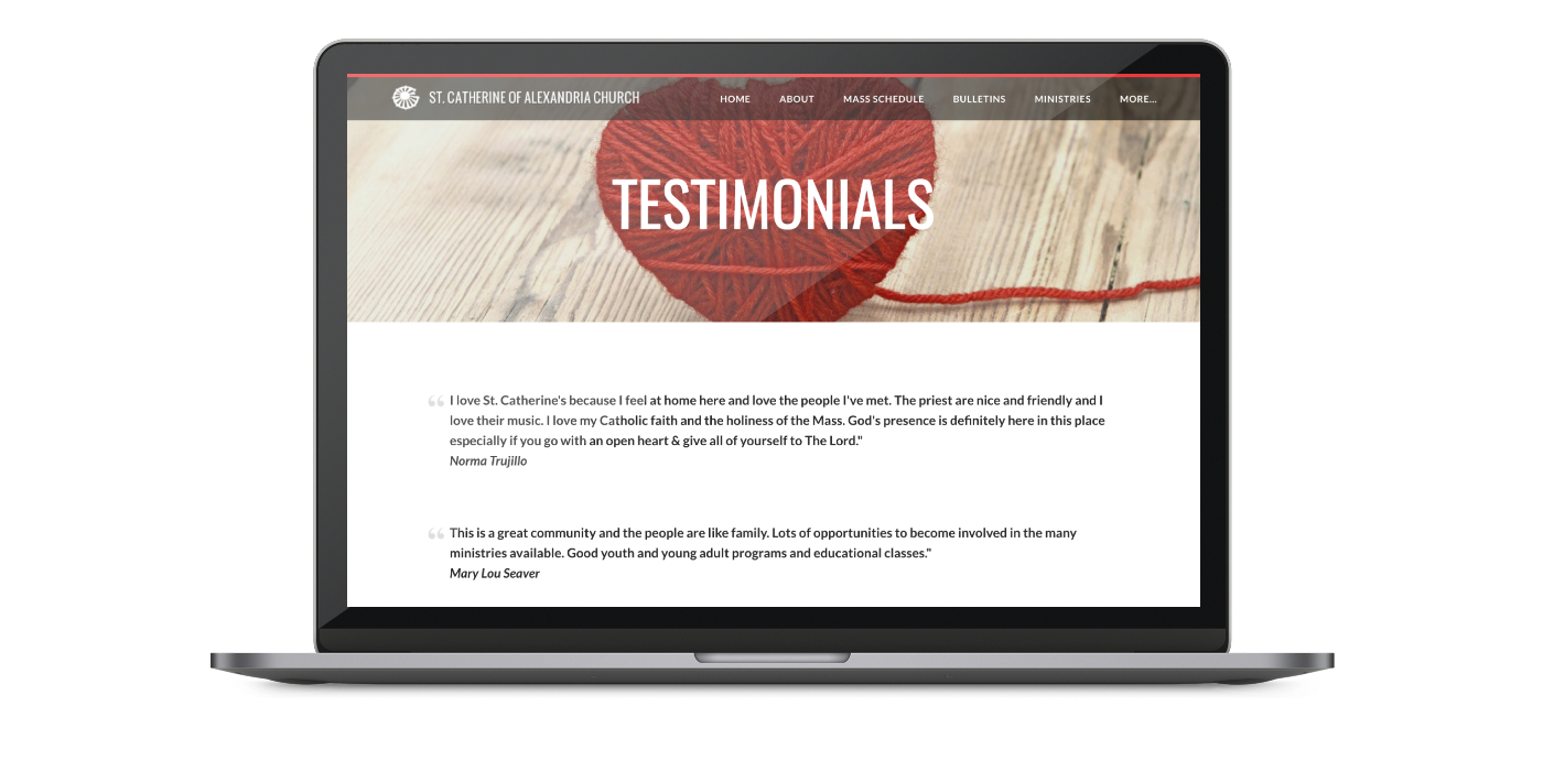 testimonials page